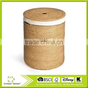Hand Woven Rattan Laundry Hamper, Natural thumbnail-1