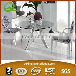 TH347 Modern Design Round Tempered Glass Dining Room Table thumbnail-2