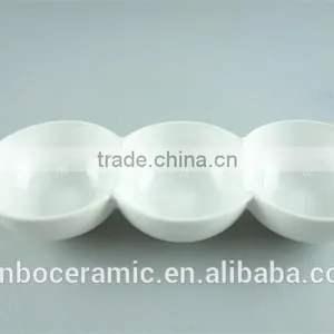 3 Divided Round Ceramic Porcelain Soap Dish Manufactures of Dishes to Restaurant thumbnail-2