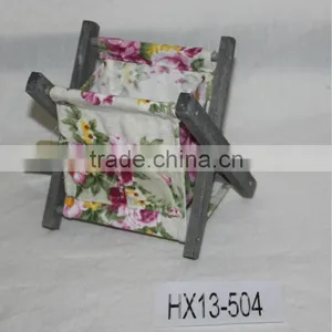 Folding Gray Frame Printing Canvas Wooden Magzine Rack HX13-504 Made in China thumbnail-1