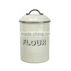 Hot Sale Colorful Round Metal Bread Flour Cookies Storage Bin Kitchen Flour Canister thumbnail-2