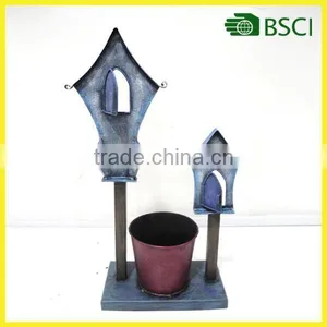 YS14887 Outdoor Garden Metal Colorful House Flower Pot thumbnail-1