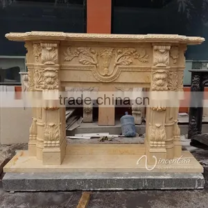 Beige Travertine Morden Indoor Used Decoration Marble Fireplace Mantel for Sale thumbnail-1