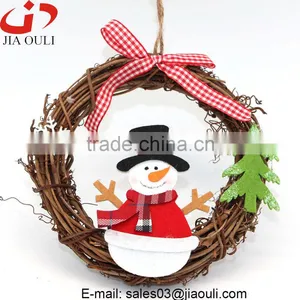Hot Sales Cheap With Ribbon Christmas Decorations Rattan Snowman Wreath thumbnail-2