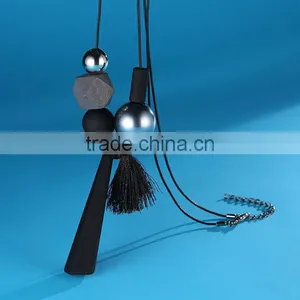 Geometric Beads Strip Pendant Necklace Tassel Long Sweater Necklace Autumn Winter Geometric Garment Necklace thumbnail-3