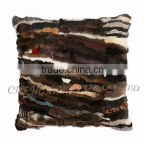 CX-D-15E Europe Fashion Patchwork Mink Fur Pillow Cushion thumbnail-1