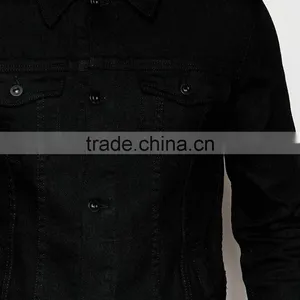 High Quality Two Pocket Denim Wholesale Custom Black Jacket thumbnail-3