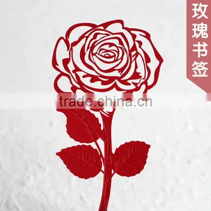 Elegant Red Rose Metal Bookmark Fashion Women Metal Bookmark Tags for Promotional Gifts thumbnail-1