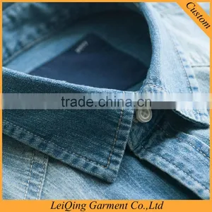 2015 Latest Popular Deep Bule Cowboy Shirts Mens Casual Shirt thumbnail-2
