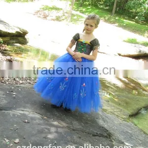 Princess Girls Blue Lace Tutu Dress Kids Long Frocks Design Dress thumbnail-3