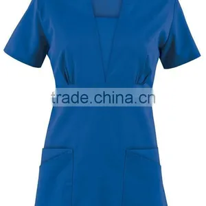 New Inset V-Neck Four Pocket Scrub Top With Back Elastic thumbnail-3