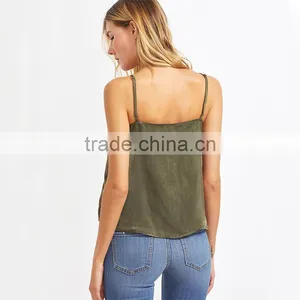Simple Design Ladies Top, Sexy Deep V-neck Tank Top thumbnail-2