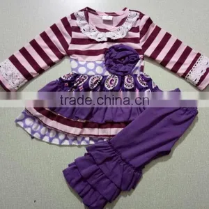 2017 Hot Selling Customized Polka Dot Ruffle Fabrics Clothing With Flower thumbnail-1
