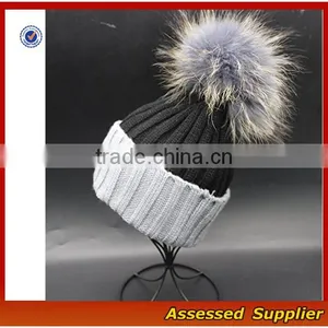Custom Fashion Real Raccoon Fur Pom Pom Hat Beanie Cap for Wholesale Free Samples-T69-ZT thumbnail-3