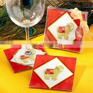 Elephant Design Photo Drink Coasters Sets Wedding Favors Gifts thumbnail-1