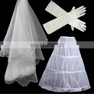 Bridal Wedding Accessories 3PCS Bridal Veils Gloves Peticoat Wholesale thumbnail-3