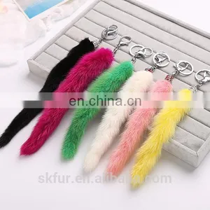 Multicolor and Smooth Real Mink Fur Fairy Tail Keychain thumbnail-3