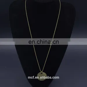 Crystal Diamond Fashion Pendant Chunky Gold Coin Necklace MCB-0044 thumbnail-2