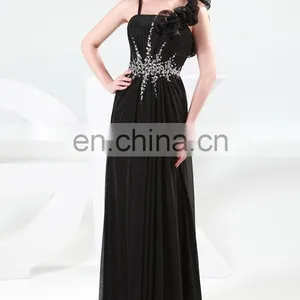 Grace Karin One Shoulder Flower Floor Length Black And Red Evening Dresses CL4448-1 thumbnail-2