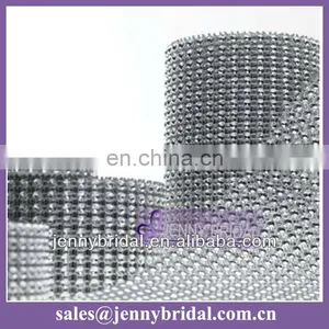 WR001A Wedding Table Skirt Decoration, Mesh Silver Diamond Ribbon Wrap thumbnail-1