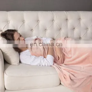 Drop Shipping 7 Days Convenient Delivery Plain Pink Travel Airplane Sofa Fleece Blanket With Samples thumbnail-7