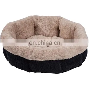 High Quality Round Pet Bed Soft Plush Fabric Dog Bed Washable Warming Bed for Pets thumbnail-4
