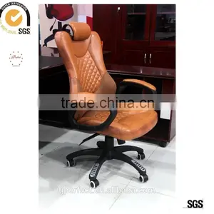 Brown Leather Big Seat Ergonomic Office Chair thumbnail-1