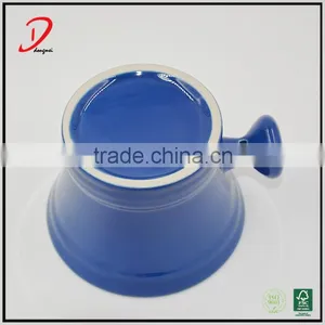 Wholesale Private Label Blue Ceramic Shaving Bowl With Handle thumbnail-2