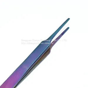 Colorful Flat Mouth Tweezers Anti-static Stainless Steel High-precision Clip Stamp Plucking Hair Phone Maintenance Thickened Flat Head Tweezers 13 Tweezers thumbnail-3