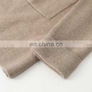 100% Knitted Mid-Length Cashmere Sweater Cardigan Inner Mongolia Plus Size Coats Front Logo Solid Pattern Winter Season Pocket thumbnail-5