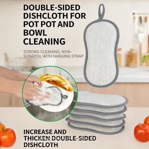 Antibacterial Double-Sided Cleaning Sponges, Metal Mesh Scrubber & Microfiber Dish Sponges With Hanging Design thumbnail-1
