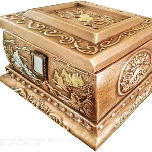 Ufacturer Supplies Pure Copper Urn (golden Caskets) Hand-carved. thumbnail-4