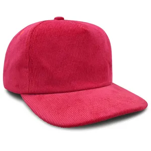 100% Cotton Corduroy Adjustable Snapback Cap Adult Daily Wear Hat Custom Logo Embroidery Rope Detail thumbnail-1