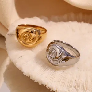 Stainless Steel Jewelry Ring 4mm Band Domed Shape 18K Gold Plated Hypoallergenic Wholesale thumbnail-5