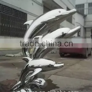 Large Modern Abstract Arts Stainless Steel Animal Dophin Sculpture for Garden Decoration thumbnail-1