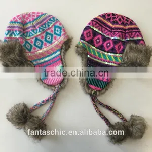 High Quality Wholesale Diamond Jacquard Trapper Hat With Sequins thumbnail-1