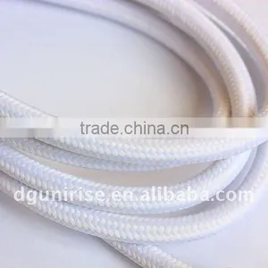 Milk White Textile Braided Lamp Power Cord Plug thumbnail-1