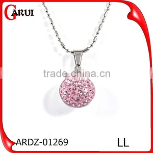 Allibaba Com Gem Crystals Pink Ball Pendant Necklace thumbnail-1