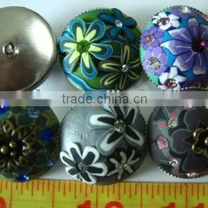 Handmade Poly Clay Button With Metal Base Shank Bottom Half Dome Price 1PC 25mm thumbnail-1