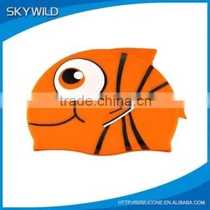 Waterproof Kid Silicon Swim Cap Cute Fish Cartoon Swimming Cap thumbnail-1