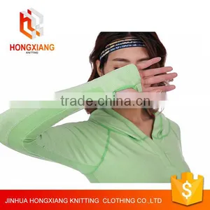 Hongxiang OEM Wholesale Custom Sexy Sweatshirt With Wrist, Tight Striped Hooded Yoga Sweatshirt,Tennis Baseball Jacket Green thumbnail-4