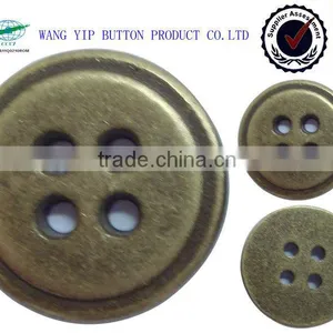 16mm Antique Brass Alloy Metal Coat 4 Holes Button for Clothing thumbnail-1