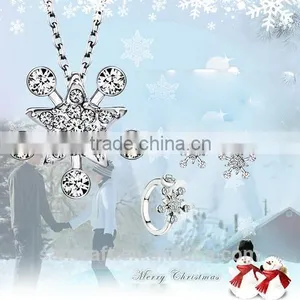 European and American Fashion Hot Style Austrian Crystal Snowflake Silver Jewelry Set 925 thumbnail-1