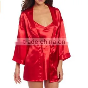 Women's Plus-Size Silk Chemise With Robe thumbnail-6