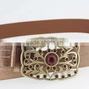 2015 Vintage Style Women's Fashion PU Brand Belt With Pierced Buckle in Chinese Factory thumbnail-5