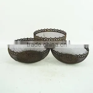 Antique French Round Decorative Wire Basket thumbnail-1