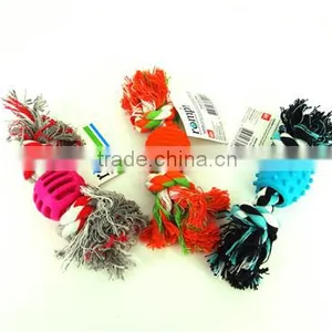 Hot Sale Dog Product Dog Cotton Pet Toy Dog Chewing Toy Colored Cotton Rope With TPR thumbnail-2