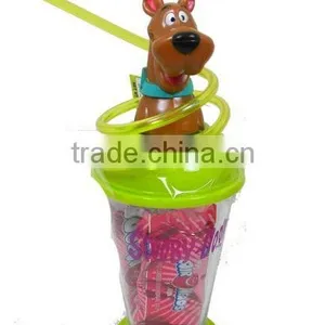 Lovely Cartoon Design Plastic Cup With Straw thumbnail-1