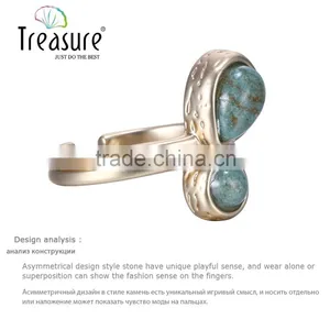 2016 Chinese Wholesale Green Stone Mosaic Gold Plating Ring Jewelry thumbnail-4