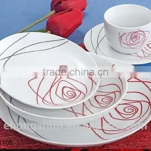 20pcs High Grade Ceramic Plain White Dinner Set, Modern Dinnerware for Home Hotel Restaurant, Moon Plates Coupe Shape Ceramics thumbnail-1